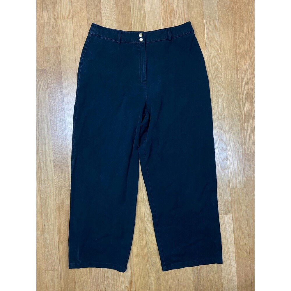 Talbots Black Jeans Size 12 Womens Cropped Pants Trousers Wide Leg Comfort